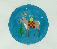 Reindeer with checkered blanket